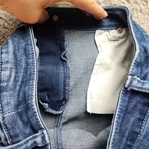 Chicos Jeans Womens 1 US 8 Blue Girlfriend Slim Leg Ankle Stretch Patchwork - Picture 11 of 14